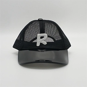 2019 Hot Sale Black PVC Transparent Visor 3D Patches Embroidery Custom Logo Full Mesh Summer Trucker Hat Caps