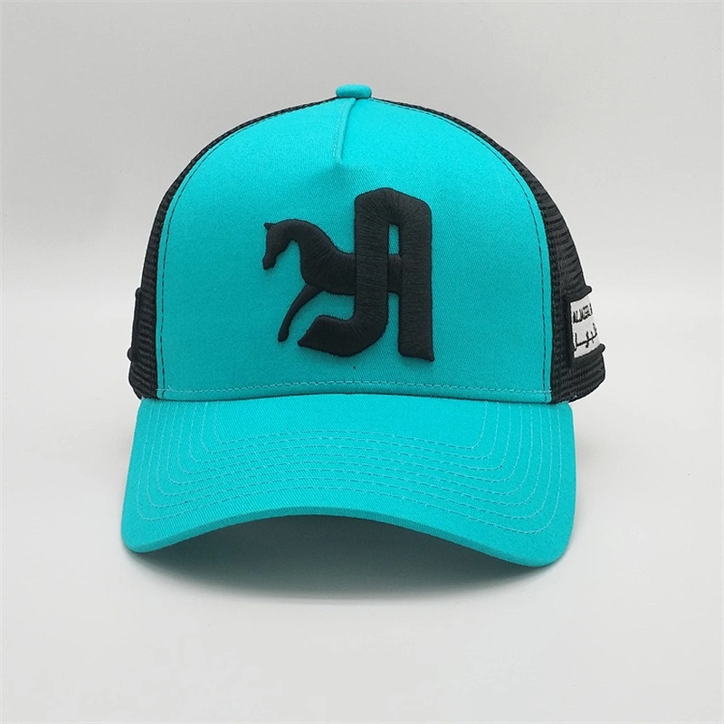High Quality Customised 5 Panel Plain Sports Qatar 3d Puff Embroidery Trucker Hat Baseball Cap With Logo