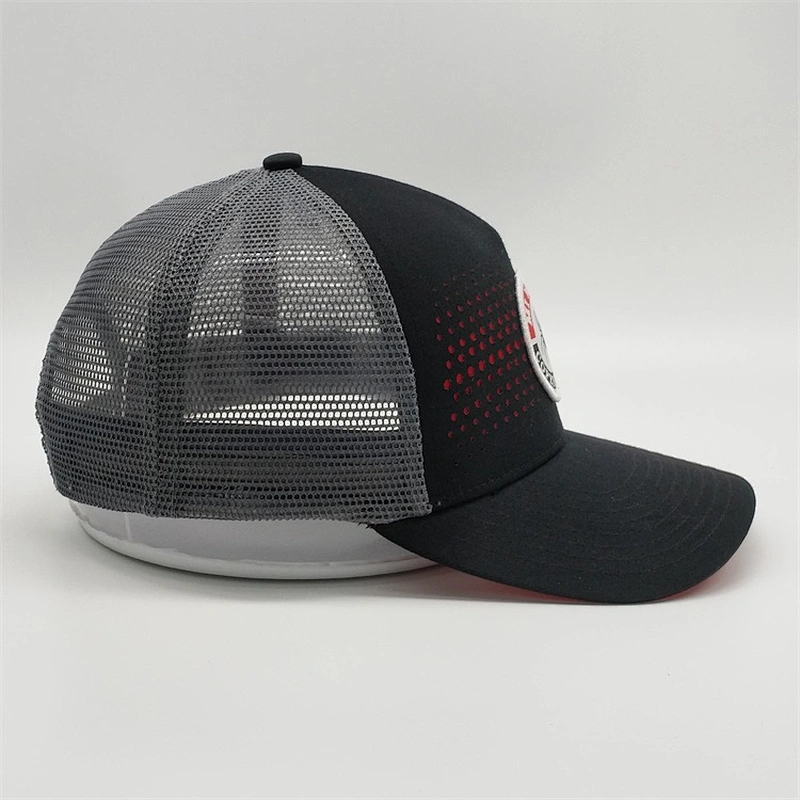 Factory Price Customized Woven Patch Caps,Men Drak Gray Summer Trucker Hats,Black 5 Panels Trucker Caps