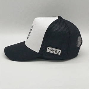 Custom 5 Panel Screen Printed Flat Brim Trucker Hat,White Trucker Cap Black Mesh,Personalized Trucker Caps