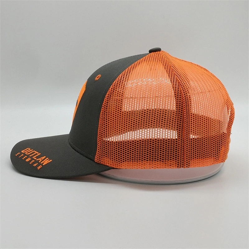 Summer Custom Neon Mesh Baseball Caps,Men Low Crown Profile Trucker Hat,Breathable Orange Grey Trucker Hats