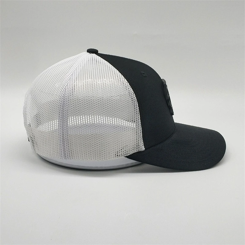 High Quality Plain Sport 6 Panel Black Plain White Blank Metal Logo Trucker Mesh Hats For Sale