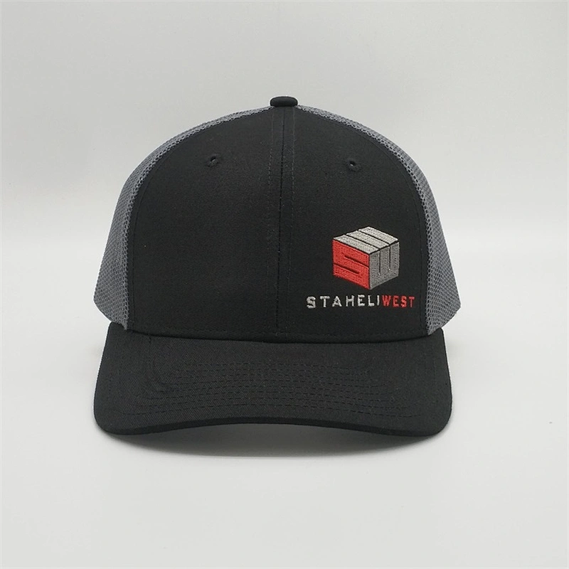 6 Panel Black Trucker Mesh Cap,customize Color Trucker Hat, Custom Embroidery Patch Logo Sport Trucker Cap