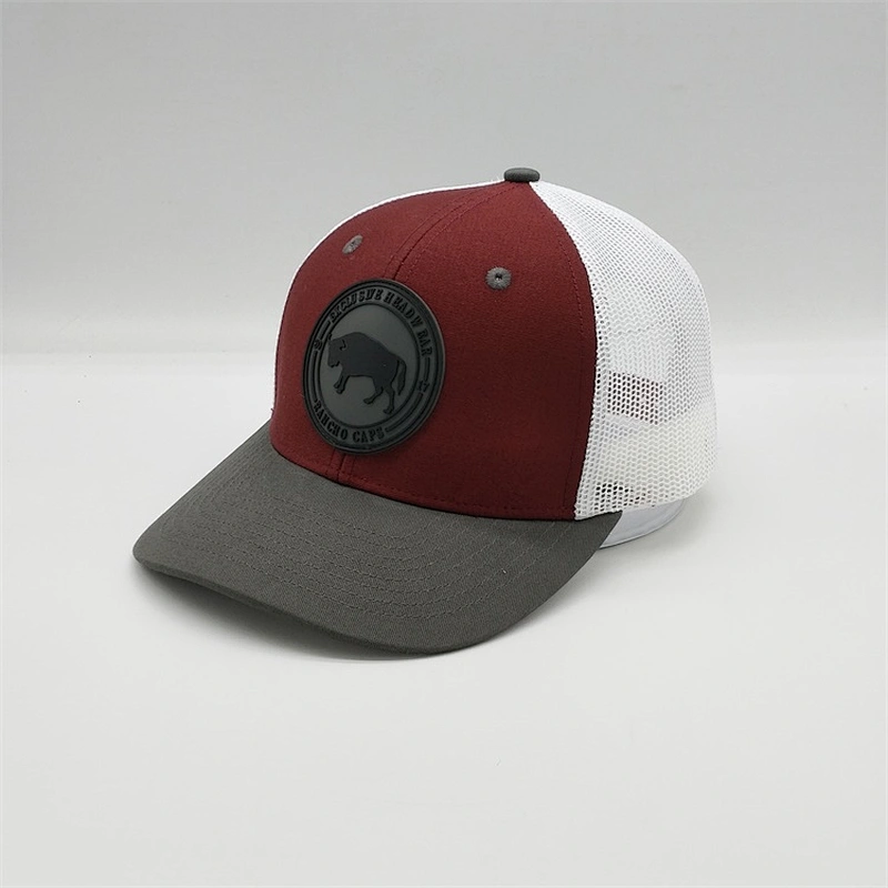 Custom 6 Panel Structured Rubber Patch Trucker Snapback Hat With Pvc Patch