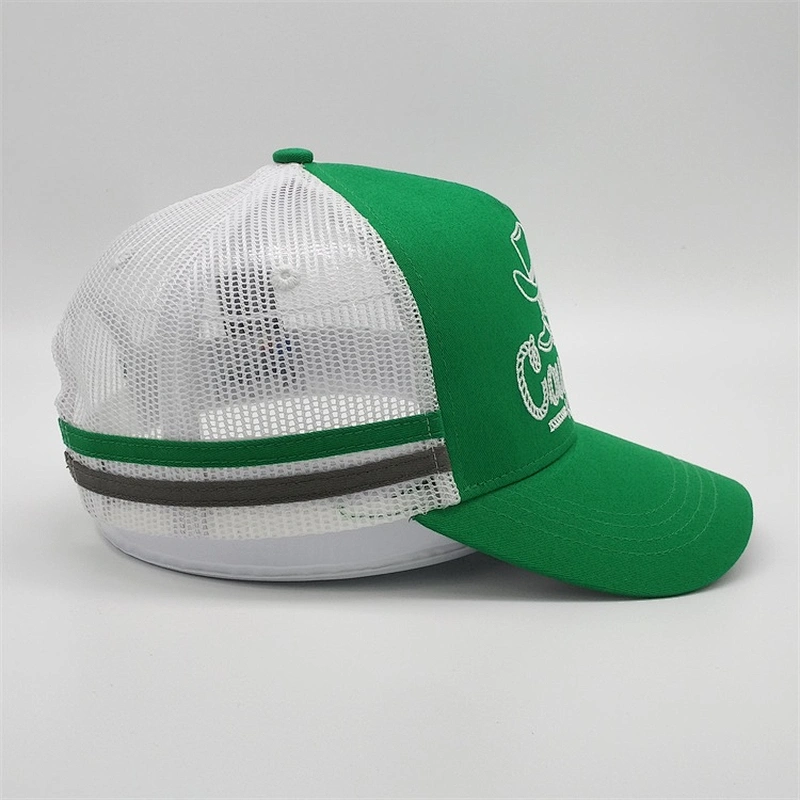 Customized Adjustable Kids Boy Size Underbrim Printing Cap Chino Twill Logo Embroidery Trucker Hat With Side Stripe