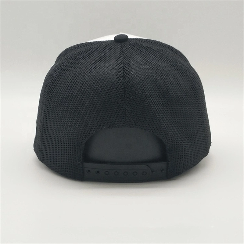 Custom 5 Panel Screen Printed Flat Brim Trucker Hat,White Trucker Cap Black Mesh,Personalized Trucker Caps