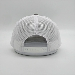 Custom White Embroidered Logo Trucker Cap,Heather Grey Trucker Hat,Adjustable Snapback Mesh Hats