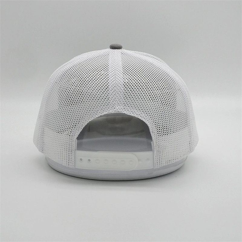 Custom White Embroidered Logo Trucker Cap,Heather Grey Trucker Hat,Adjustable Snapback Mesh Hats