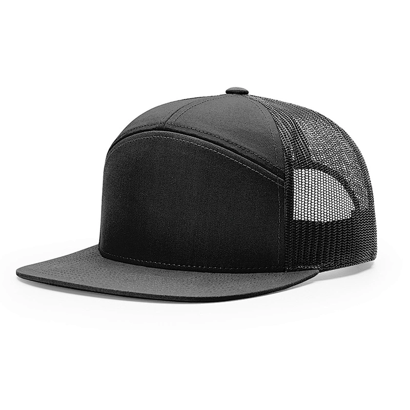 Customized Plain Color 7 Panel Snapback Trucker Hats With Sweatband