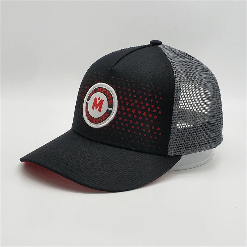 Factory Price Customized Woven Patch Caps,Men Drak Gray Summer Trucker Hats,Black 5 Panels Trucker Caps