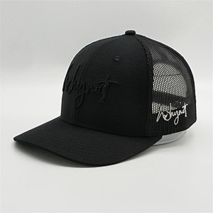 Wholesale New Customized 6 Panel Cotton Embroidery Logo Black Mesh Baseball Hat Trucker Caps