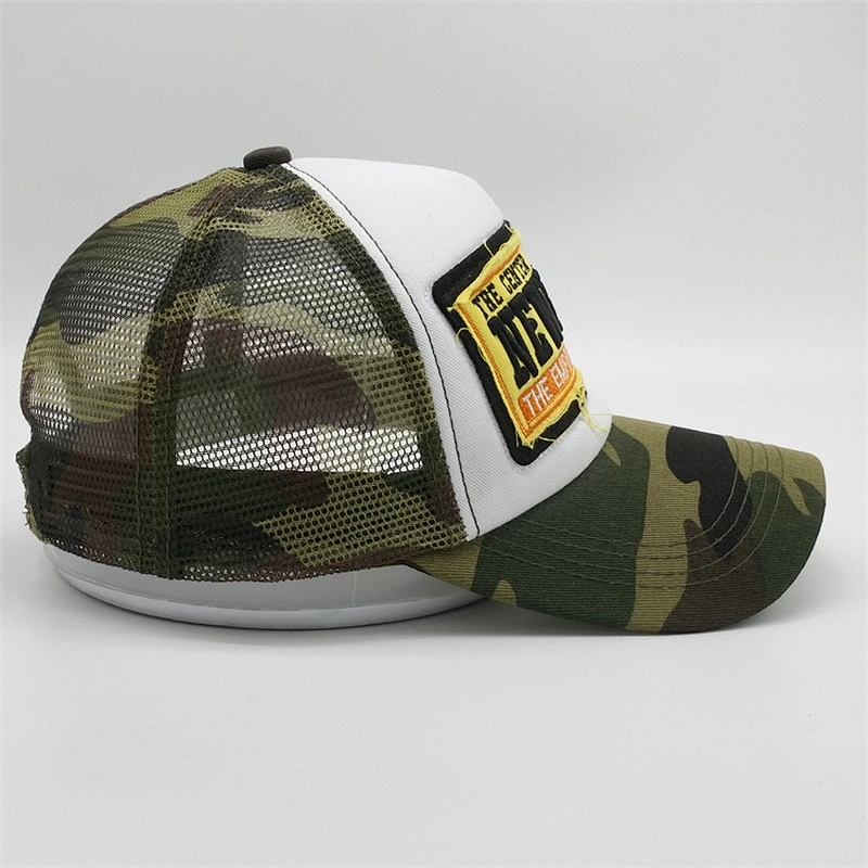 Well Designed Foam 5 Panel Mesh Sponge Embroidery Patch Distressed Worn Out Monogrammed Camo Cap Trucker Hat Cap