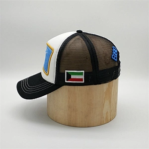 Custom 5 Panel 3D Golden Embroidery Patch Foam Mesh Trucker Caps Hat