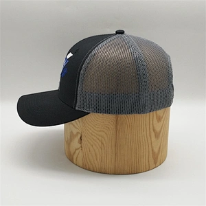 Custom 6 Panel Mesh Black Base ball Hat,Classic Embroidery Gray Mesh Trucker Hats,Adults Age Group Sport Trucker Cap