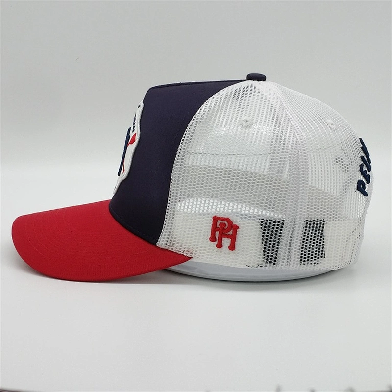 3D Embroider Patch Truck Hats,Red Yellow Mesh Back Trucker Caps,Customise Own 5 Panels Trucker Hats