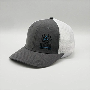 Wholesale Cheap Dry Fit Running Sport Trucker Hats,Plastic Snap Back Trucker Caps ,Gray Embroidery Custom Curve Bill Mesh Hats