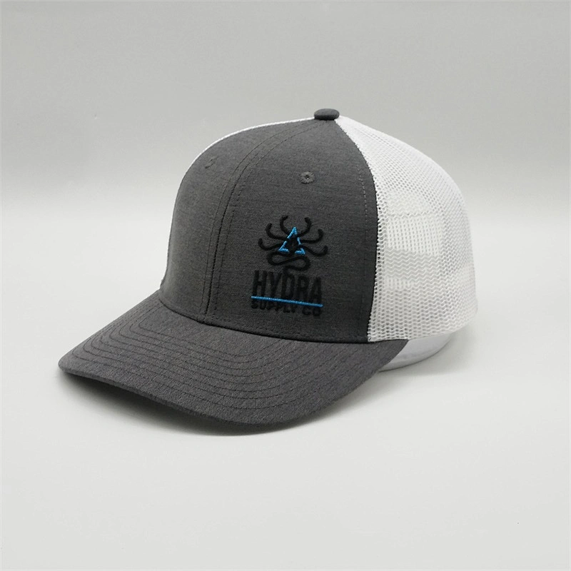 Wholesale Cheap Dry Fit Running Sport Trucker Hats,Plastic Snap Back Trucker Caps ,Gray Embroidery Custom Curve Bill Mesh Hats