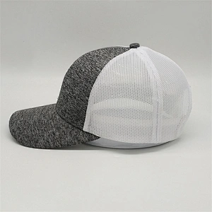 China Factory Design 6 Panel Heather Grey Trucker Hat,Unisex Curved Brim Adjustable Strap Back Hat,Custom Logo Plain Mesh Cap