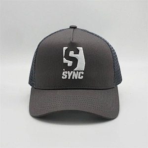 Design 3D Puff Raised Embroidery Trucker Hats,Factory Price Dark Gray Mesh Hats,5 Panel Charcoal Trucker Caps