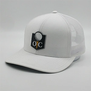 2019 wholesale custom white 6 panel PVC patch adjustable snapback sports hat men fashion outdoor  mesh  trucker caps