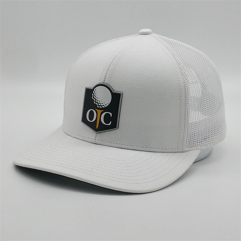 2019 wholesale custom white 6 panel PVC patch adjustable snapback sports hat men fashion outdoor  mesh  trucker caps