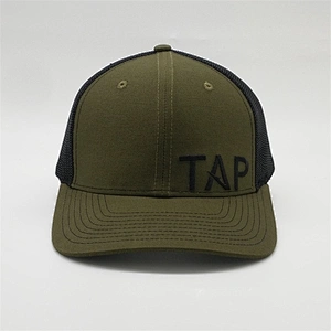 Wholesale Green Embroidery Logo Snapback Cap Black Mesh Curved Bill Trucker Hats For Men