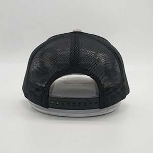 Wholesale New Customized 6 Panel High Quality Plain Blank Heather Grey Trucker Hat Mesh Cap With Woven Patch