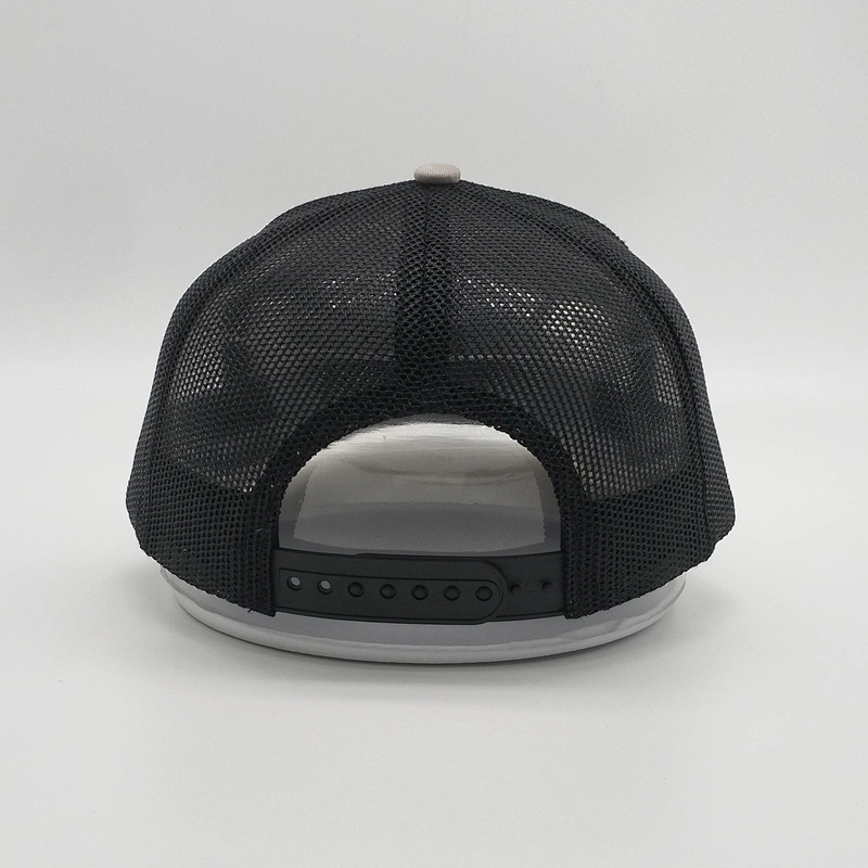 Wholesale New Customized 6 Panel High Quality Plain Blank Heather Grey Trucker Hat Mesh Cap With Woven Patch