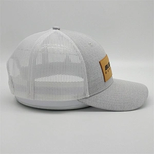 Hats Wholesale Designer Trucker Hats,Slight Gray White Embroidered Truck Hats, Customized Real Leather Trucker Caps