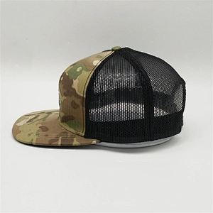 Custom 6 Panel Embroidered  Logo Plain Camo Trucker Caps, Mesh Trucker Hats, Adjustable Snapback Trucker Hats