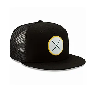 Custom Adult 6 Panel Trucker Cap Hat Black Trucker Cap, PVC Patch Adjustable Snapback Trucker Hat, High Quality Mesh Cap