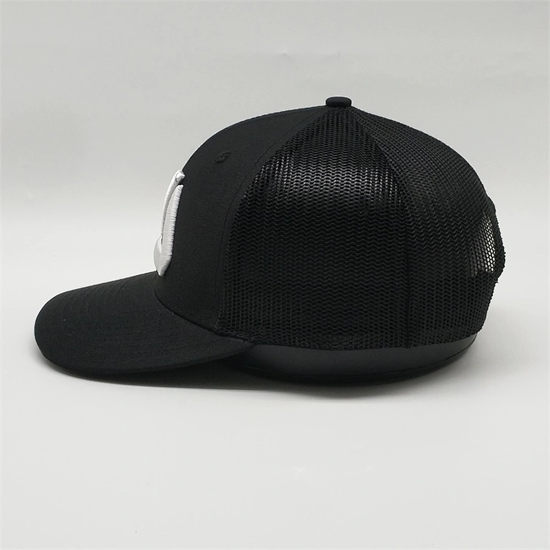Wholesale Custom 3D Embroidery Black Trucker Hat,  High Quality Mesh snapback Caps,  Sports Outdoor Trucker Cap