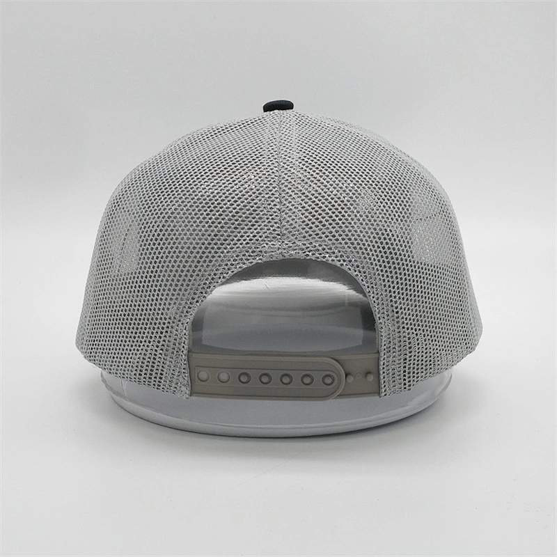Hot Sale 5 Panel Trucker Cap Custom Logo,High Quality Grey Mesh Black Caps,3D Gold Embroidery Woven Patch Trucker Hats