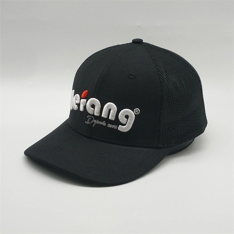 Custom 3D Embroidery Logo Running Truck Hat Black Cap,Women Men 6 Panel Trucker Mesh Material,Sublimation Fitted Outdoor Hats