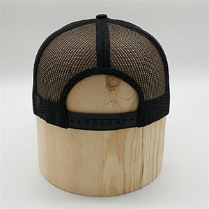 China Factory Custom 5 Panel Black Printed Mesh Snapback Hats