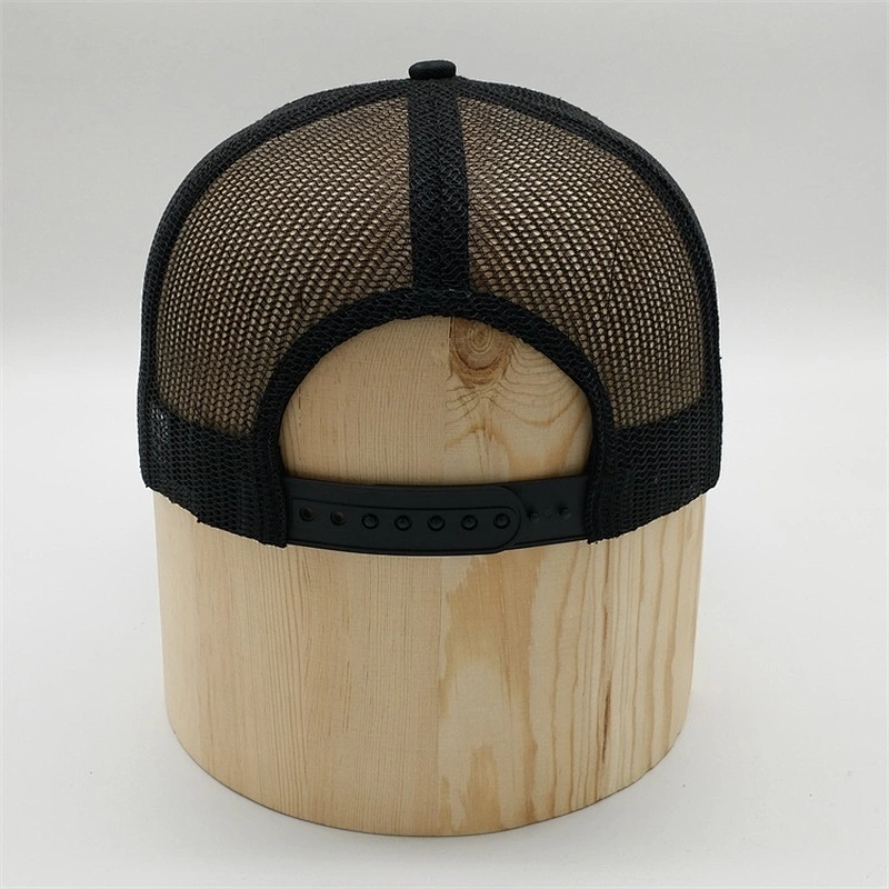 China Factory Custom 5 Panel Black Printed Mesh Snapback Hats