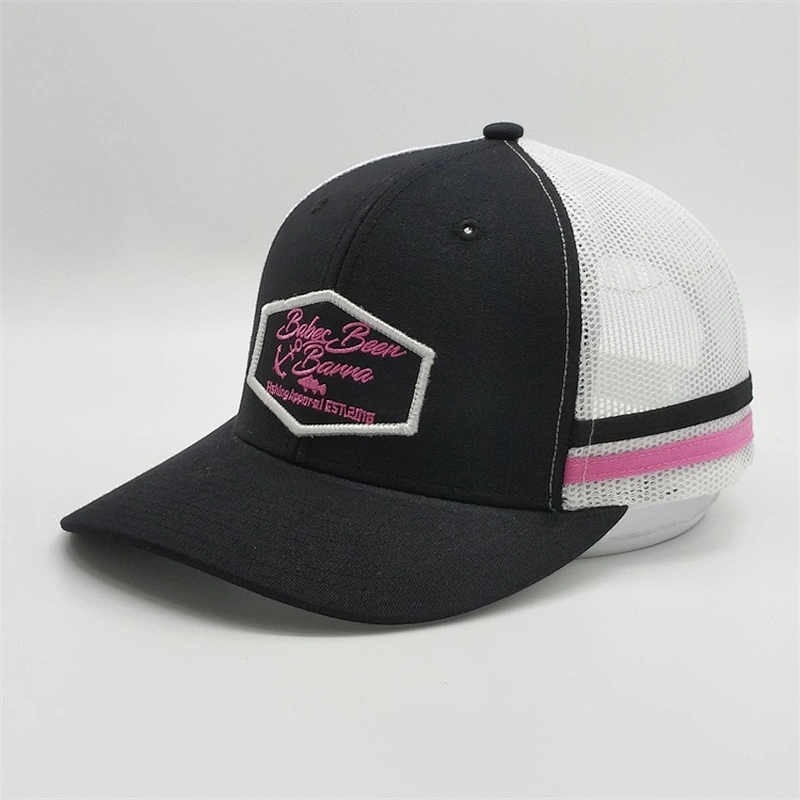 Fashion Embroidered Patch Trucker Hats,Custom Contrast Color Strip Band Hats,New Style Heather Green Trucker Caps