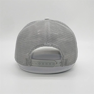 2019 Customized Adjustable 5 Panel Grey Mesh Trucker Hat Black Sheep Animal Pattern Embroidery Breathable Curved Brim Cap