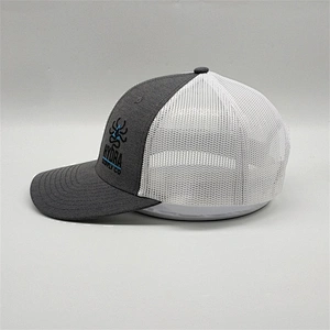 Wholesale Cheap Dry Fit Running Sport Trucker Hats,Plastic Snap Back Trucker Caps ,Gray Embroidery Custom Curve Bill Mesh Hats