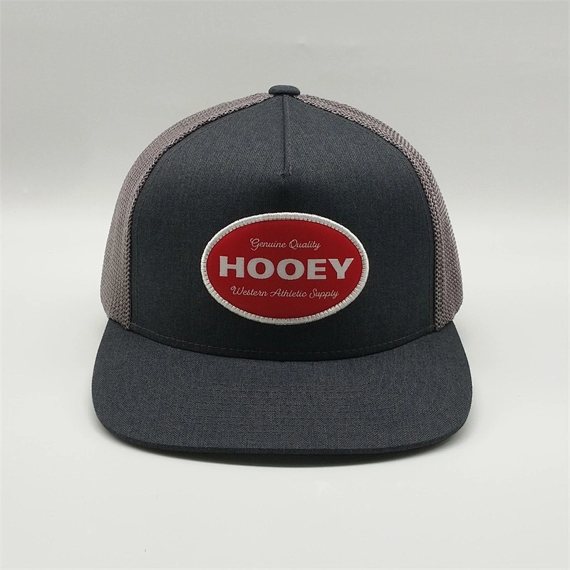 Outdoor Unisex 5 Panel Dark Gray Snap Back Hat,Custom Embroidery Flat Brim Visor Trucker Cap,Newest Fitted Mesh Snapback Hat Cap
