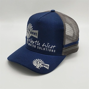 Newest 5 Panel Customised 80% Acrylic 20% Wool Blue Snapback Trucker Hats Caps With Embroidery
