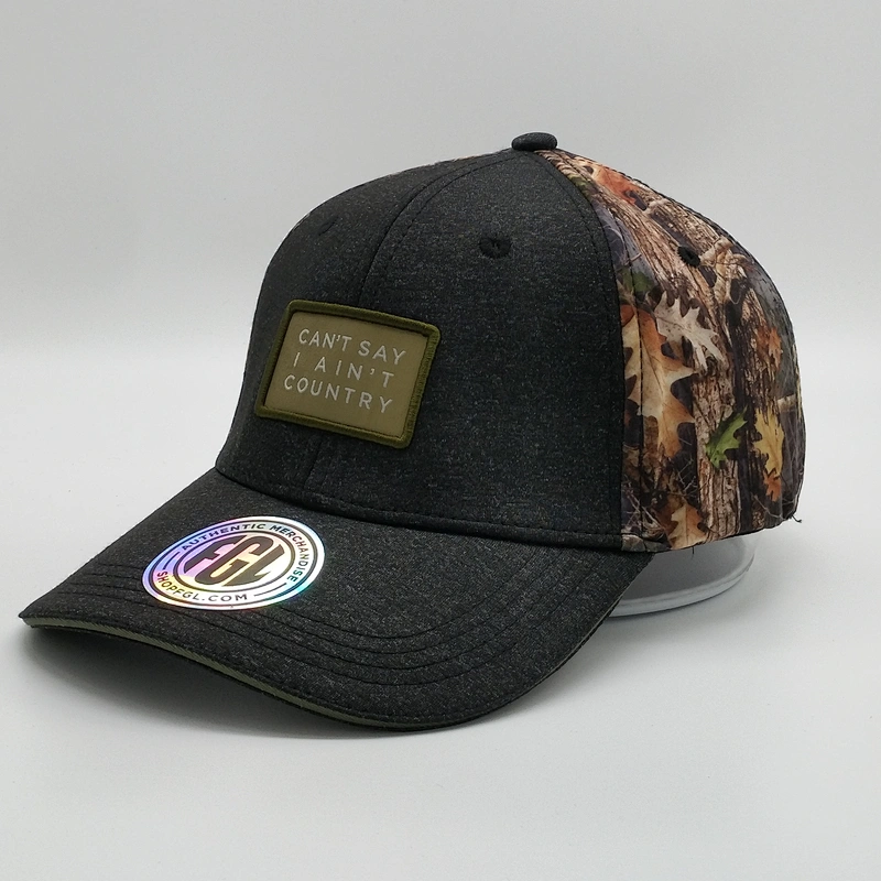 2019 High Quality Custom 6 Panel Black Sports Mesh Heather Grey Baseball Cap Trucker Hats With Woven Patch