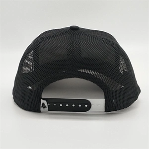 High Quality Plain  Black Snapback Hat,   Custom  Logo Mesh Caps  ,  Cotton PVC Rubber Patch  Promotion Trucker Hat