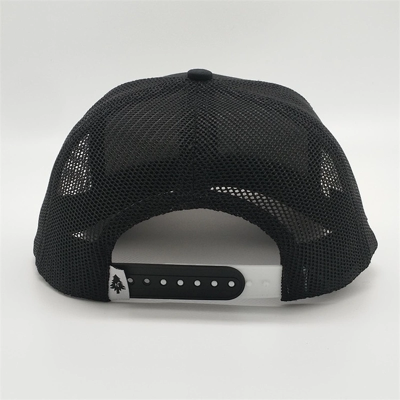 High Quality Plain  Black Snapback Hat,   Custom  Logo Mesh Caps  ,  Cotton PVC Rubber Patch  Promotion Trucker Hat