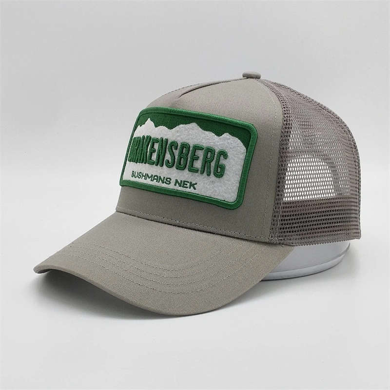 High Profil Custom Snapback Cap Grey Felt Patch Trucker Hat With 3d Raised Embroidery