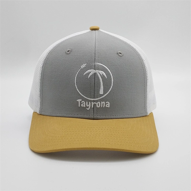 Summer Breathable Customised Children Sun Yellow Twill Trucker Hat Kids Baseball Caps With Embroidery