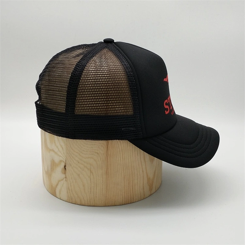 Custom 5 Panel Black Short Bill Sublimation Printing Foam Trucker Hat