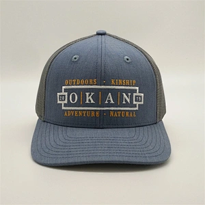Custom Glod Embroidery Patches Caps,Unisex Adults Truck Caps,Heather Blue Gray Trucker Hats