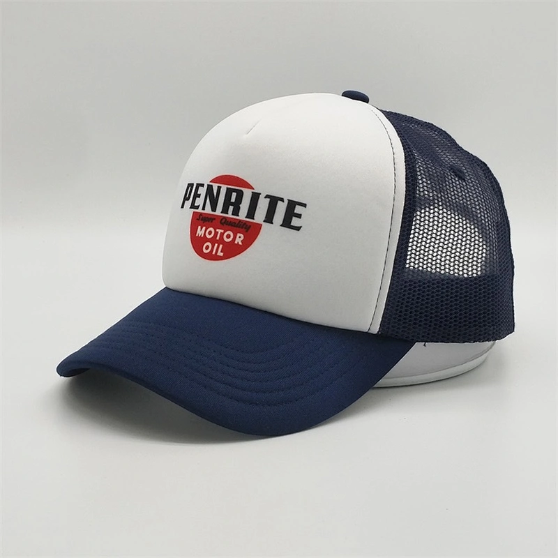 High Quality Adult Custom Embroidery Trucker Caps,Wholesale Cheap Navy Blue Mesh Hat,White Sponge Foam Net Cap