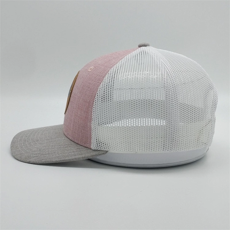 Wholesale Custom Leather Patch Mesh Snapback Hat,Low Profile Printing Trucker Cap,Own Logo Animal Trucker Hat